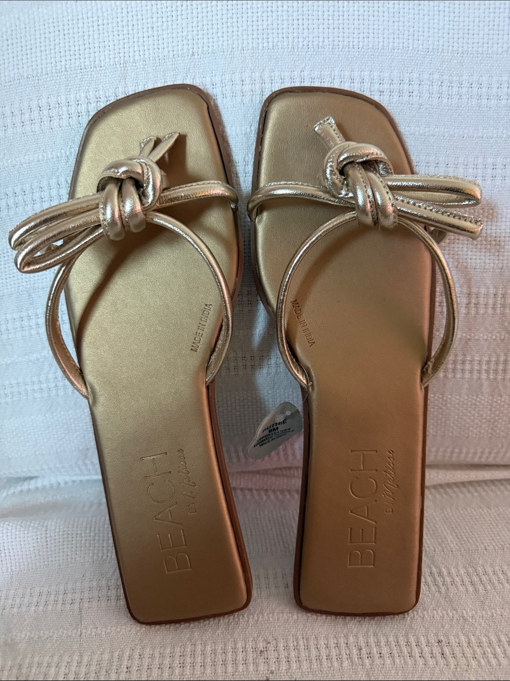 Matisse Gold Knot Slip-On Sandals